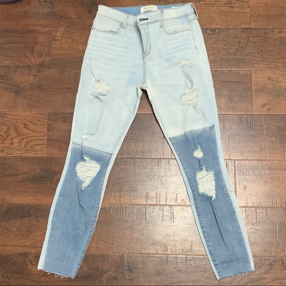 two tone ankle jeggings